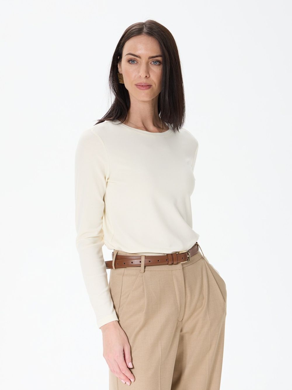 Лонгслив молочный прямой