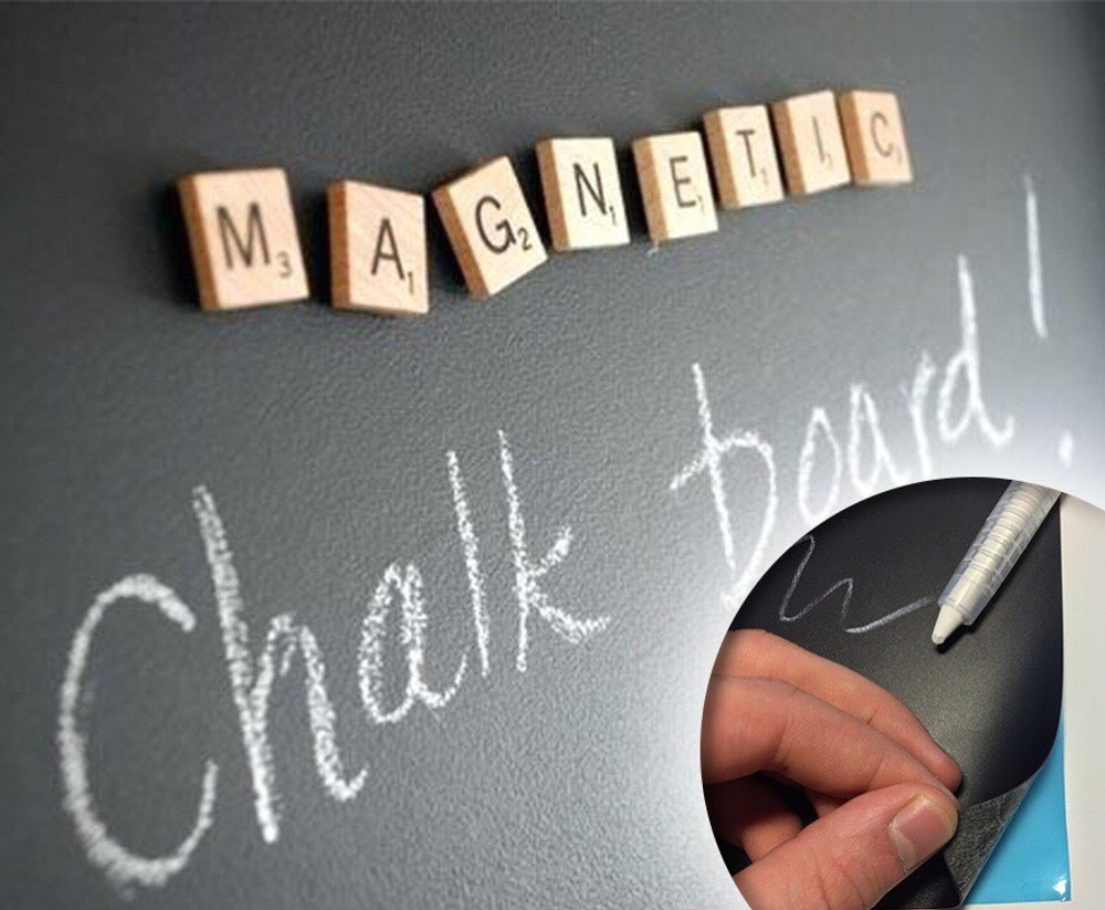 Черная магнитно-меловая самоклеящиеся пленка для рисования мелками и крепления магнитов 1172