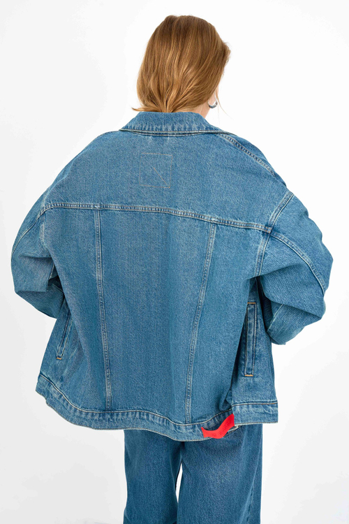 Джинсовая куртка женская синяя JEANS RELAXED JACKET DARK BLUE