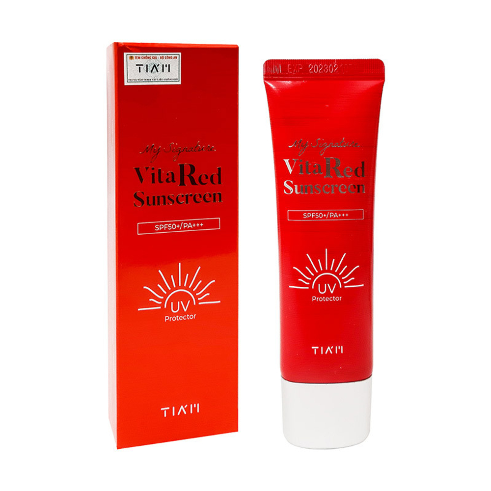 TIAM My Signature Vita Red Sunscreen SPF50+/PA+++ солнцезащитный крем для сияния кожи