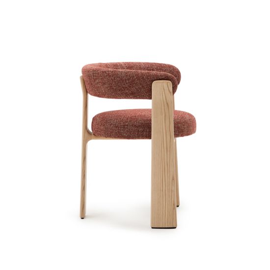 Granite Стул на 3 ножках из терракотового шенилла и массива ясеня в натуральной отделке Испания La Forma