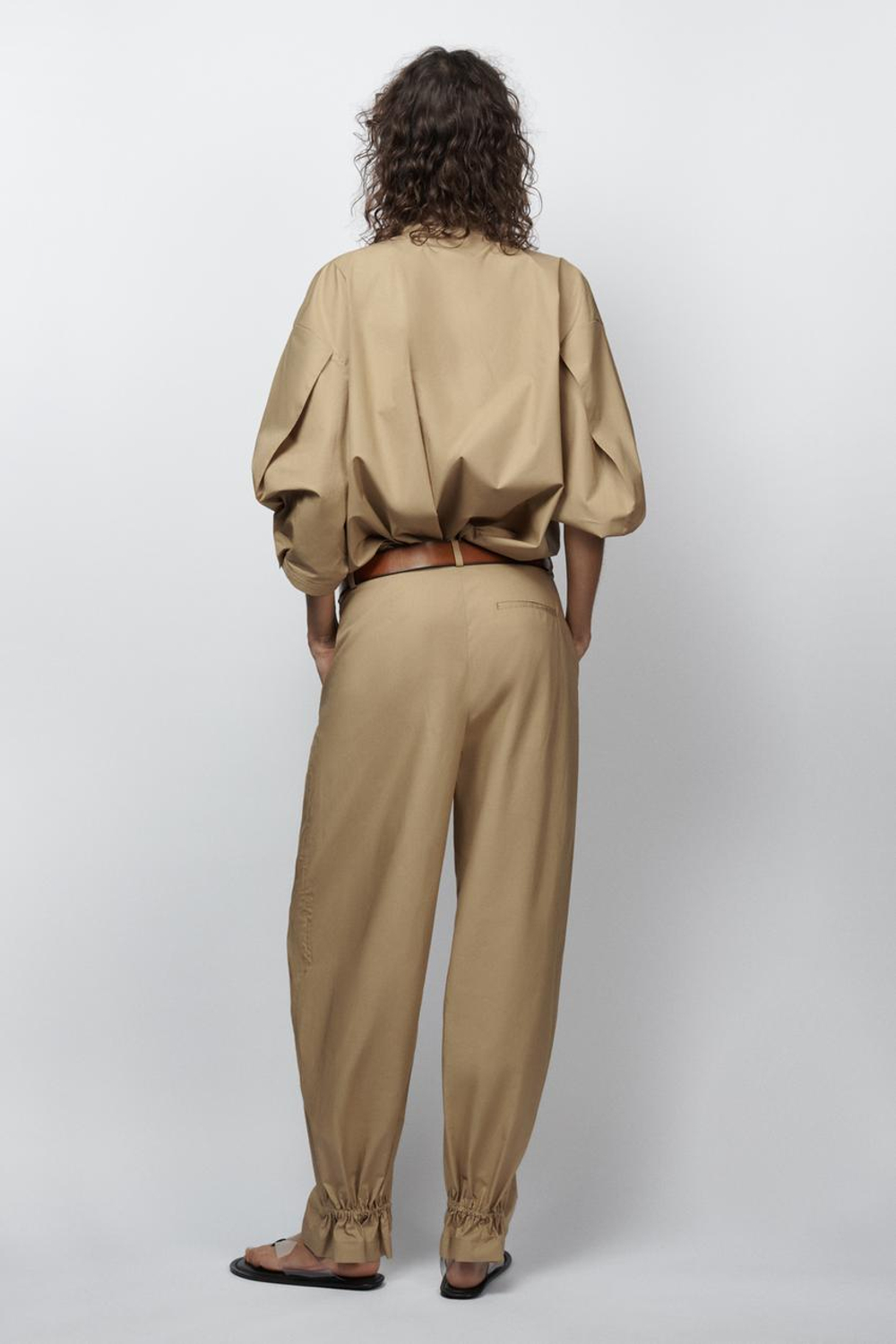 ZARA РУБАШКА ИЗ ПОПЛИНА — ZW COLLECTION LIMITED EDITION, ПЕСОЧНЫЙ