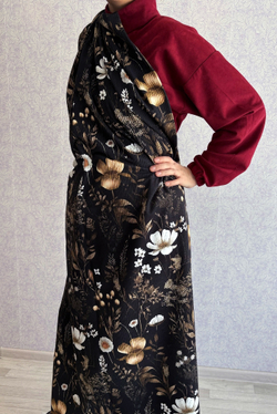 ЗОЛОТИСТЫЕ ЦВЕТЫ - Футер 2х-нитка с лайкрой, компакт пенье (ДЖ72 Маша)