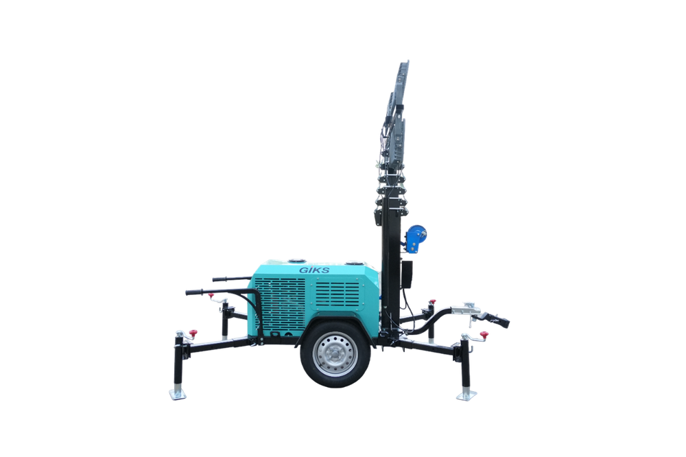Осветительная вышка GIKS LTD-7000 дизельная - [мачта 7 м / 4х400 Вт / 4.5 кВт] светодиодная, передвижная