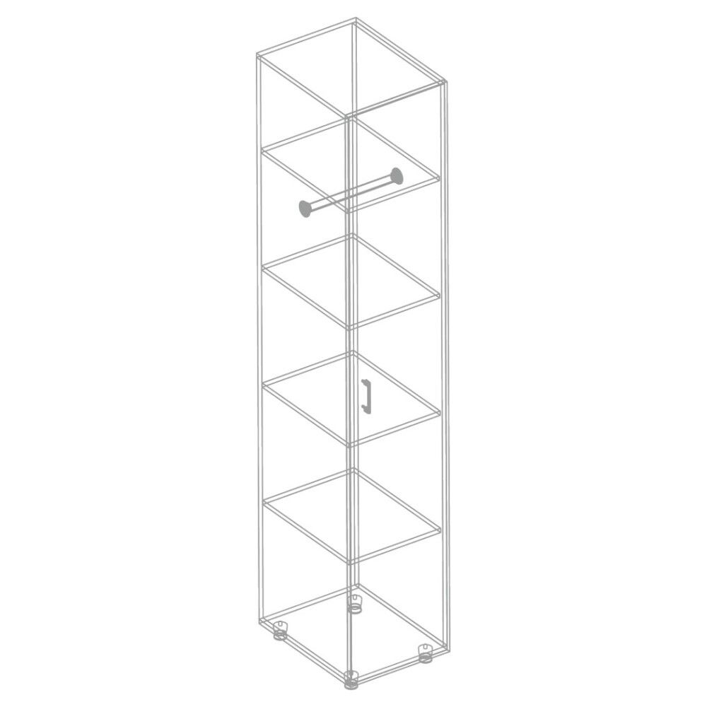 Пенал 1-ств с полками (+штанга) МС "Сандра" (Белый лофт)