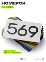 Номер на дверь 569, табличка на дверь для офиса, квартиры, кабинета, аудитории, склада, белая 120х70 мм, Айдентика Технолоджи