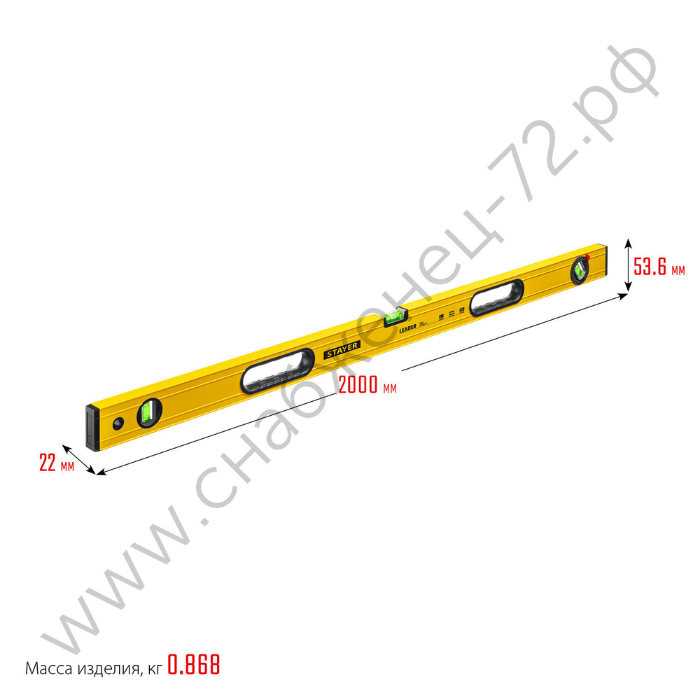 STAYER LEADER, 2000 мм, усиленный профиль, уровень с поворотным глазком (3466-200)