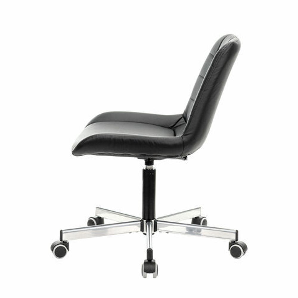 Кресло BRABIX "Deco MG-316", без подлокотников, пятилучие серебристое, экокожа, черное, 532080.