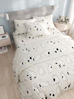 Простынь на резинке Сказка "Котики на сером" 90х200 см, перкаль