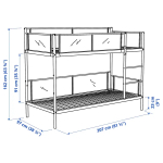 Кровать двухъярусная - IKEA VITVAL/ВИТВАЛ ИКЕА, 90x200 см, серый/белый