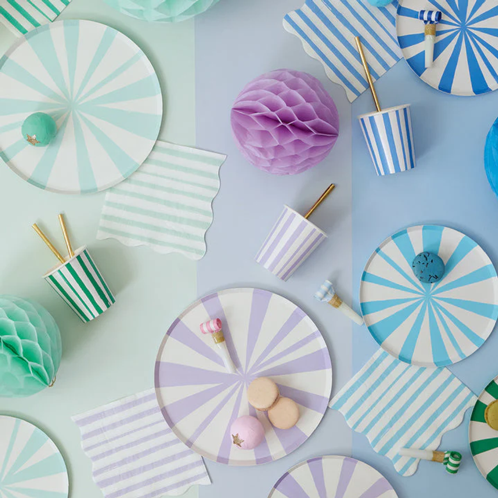 Тарелки маленькие "Цветные в полоску" 8 шт. (21 см)