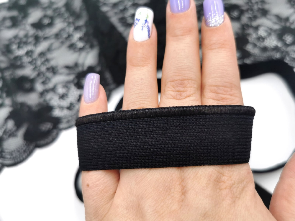 Отделочная резинка (Турция) с блестящим краем, 23 мм, черная (Арт: OTR530/23T-170), м