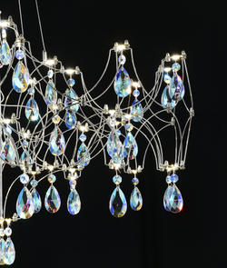 Подвесная люстра светодиодная с пультом и хрустальными подвесками K9 MyFar Ileria MR2650-57P-50СD