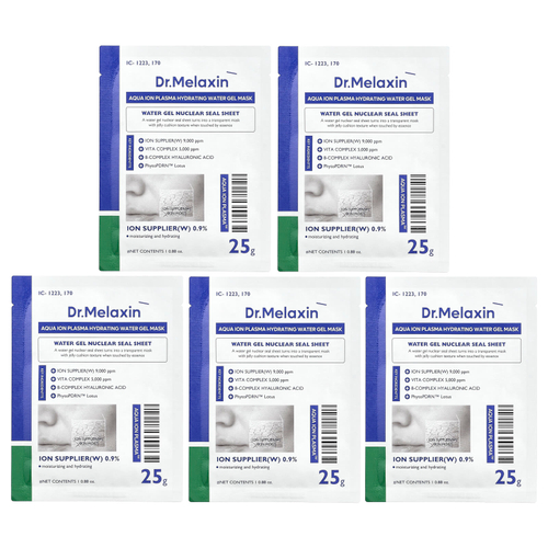 Dr.Melaxin, Aqua Ion Plasma, увлажняющая гель-маска с водой, 5 шт., 25 г (0,88 унции)