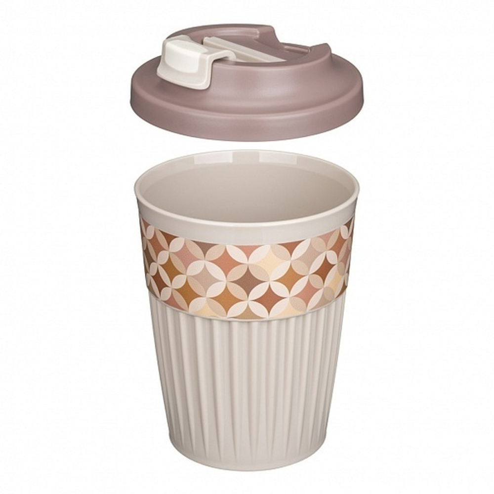 Стакан для горячих напитков 350мл с клапаном «Геометрия» светло-бежевый