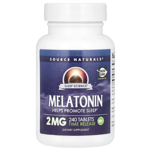 Source Naturals, Мелатонин с замедленным высвобождением, 2 мг, 240 таблеток