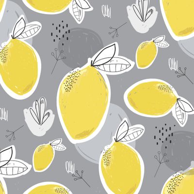 Лимончики на сером фоне