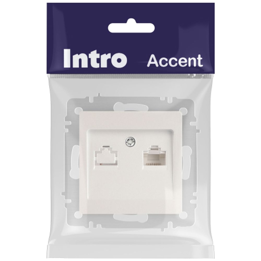 Розетка Intro Accent 6-303-06 информационная RJ45 IP20 СУ перламутр | Intro
