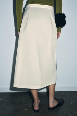 ZARA РАСКЛЕШЕННАЯ ЮБКА СО СКЛАДКАМИ — ZW COLLECTION, ЭКРЮ