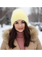 шапка вязаная бини ангора теплая демисезонная с отворотом