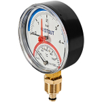 Термоманометр радиальный STOUT - 1/2" (D80 мм, шкала 0-120°C/0-4 бар, с запорным клапаном)