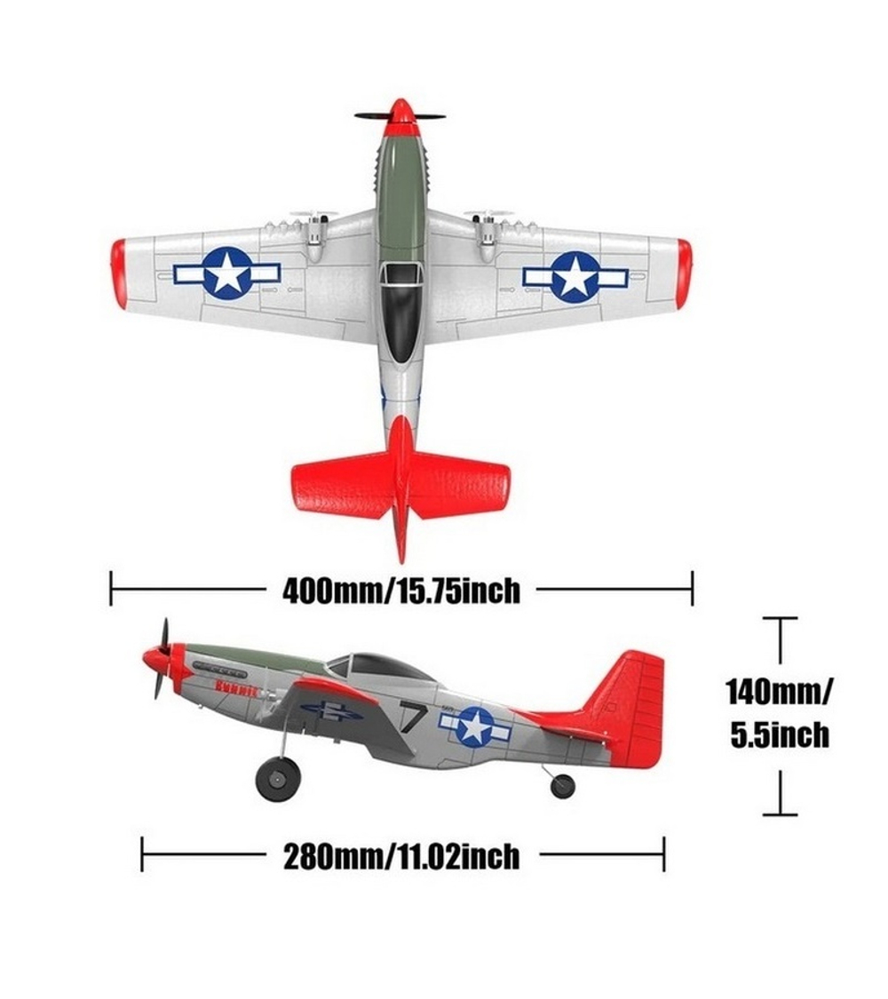 Радиоуправляемый самолет Volantex RC Mustang 400мм (синий) 2.4G 2ch LiPo RTF with Gyro
