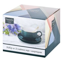 Чайный набор 4пр. с ложками "Royal line. Daisy" (2 персоны) v=350мл. (подарочная упаковка)