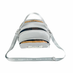 Мини-сумка пошет (pochette), с ремнем, NEKOMARUKE, серый шёлк, 25-8810-1, KUSUGURU