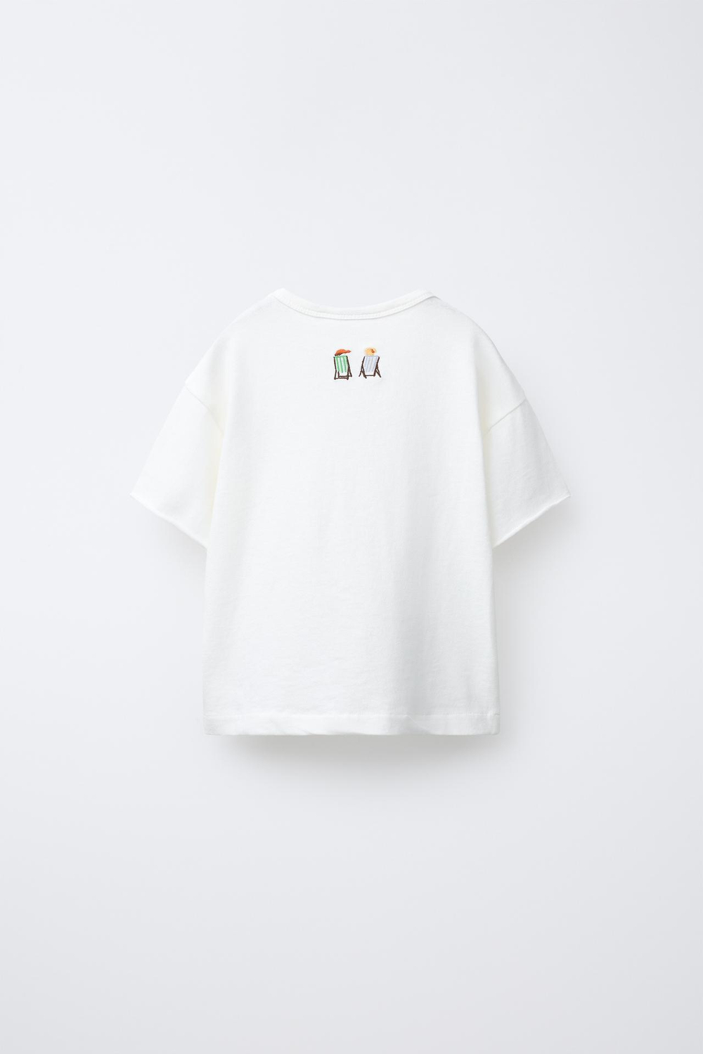 ZARA ФУТБОЛКА С ВЫШИВКОЙ, БЕЛЫЙ