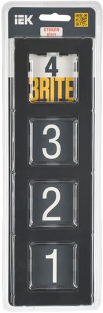 BRITE Рамка 4-местная РУ-4-2-Бр стекло черный матовый IEK