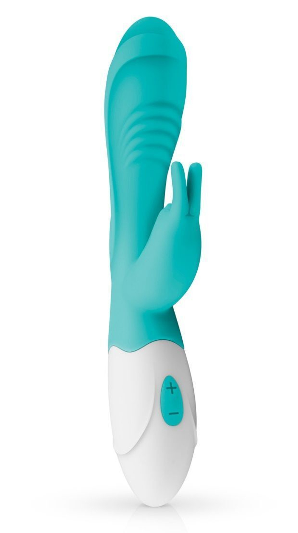 Зеленый вибратор с клиторальным зайчиком Leda - 20 см. (Цвет: зеленый)