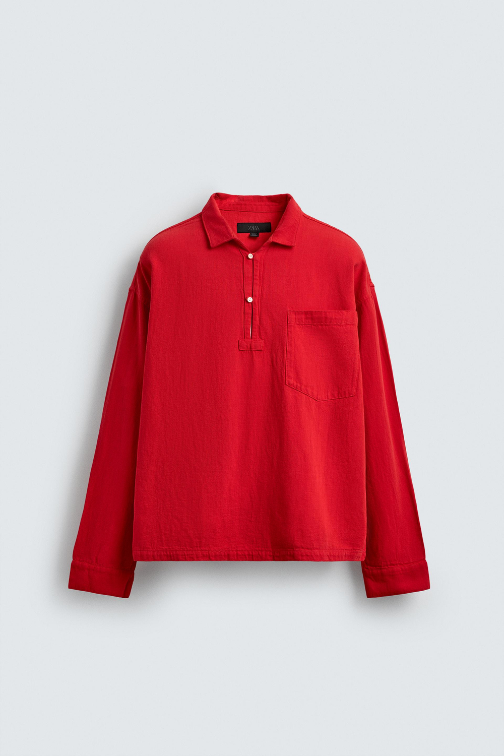 ZARA ПОЛО RELAXED FIT ИЗ РЕЛЬЕФНОЙ ТКАНИ, КРАСНЫЙ