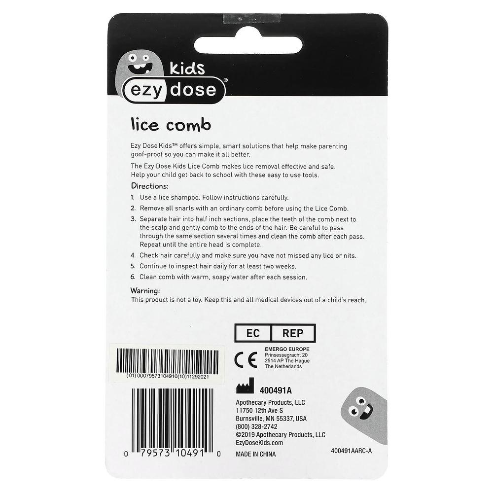Ezy Dose, детский расческа от вшей, 1 шт.