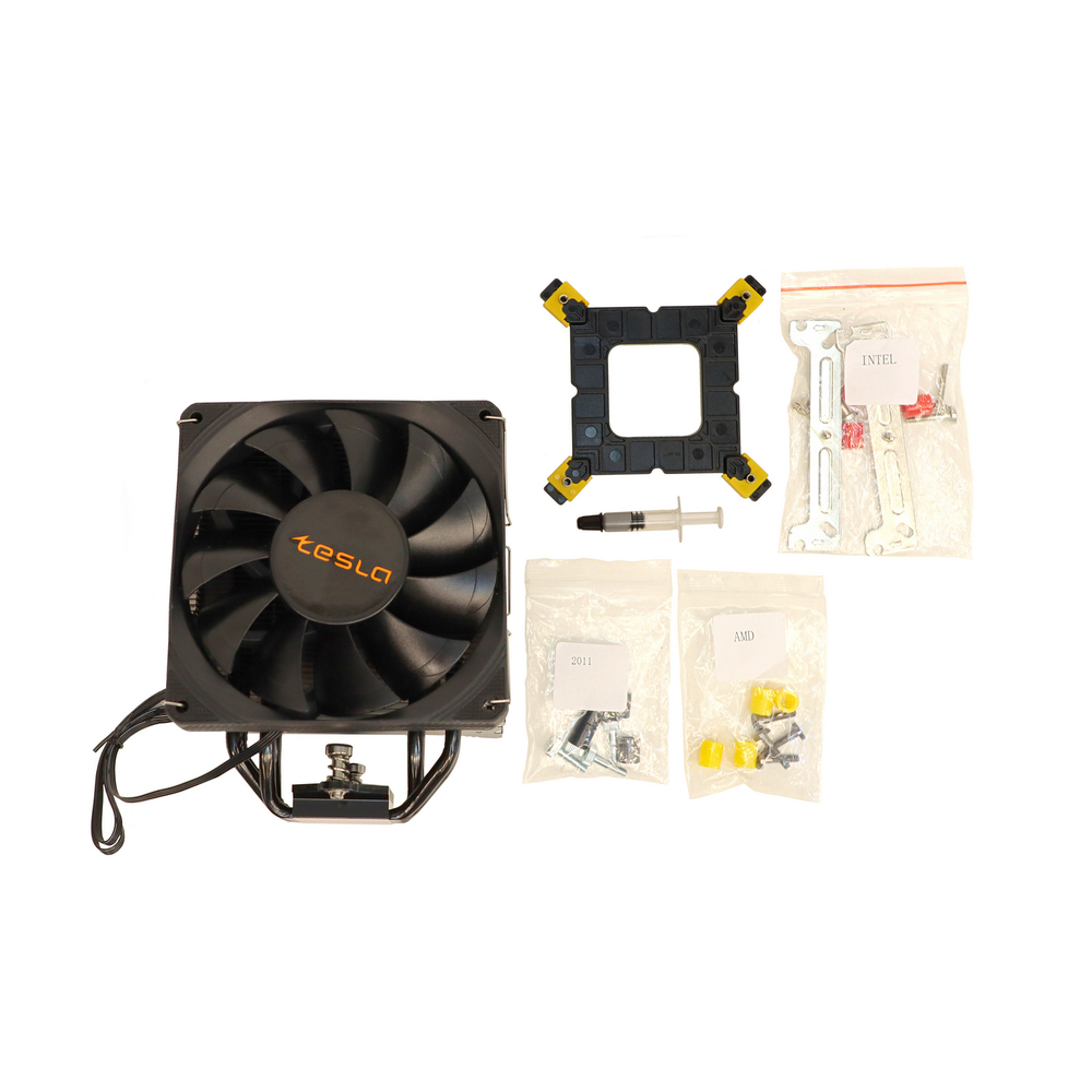 Кулер для процессора TESLA SHADOW SE224, 1х120мм, 800~1800rpm, 4-pin, Al+Cu, черный, 57CFM, 24дБ, 4-PIPE, TDP 210Вт, INTEL 1700/1200/115x/2011/2066, AMD AM5/AM4 (TSL-SE-224-XTS)