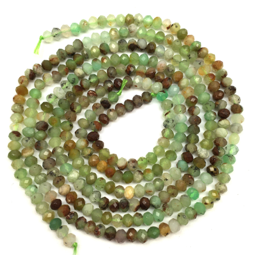 Хризопраз граненый 3х2 мм, бусины (нить)