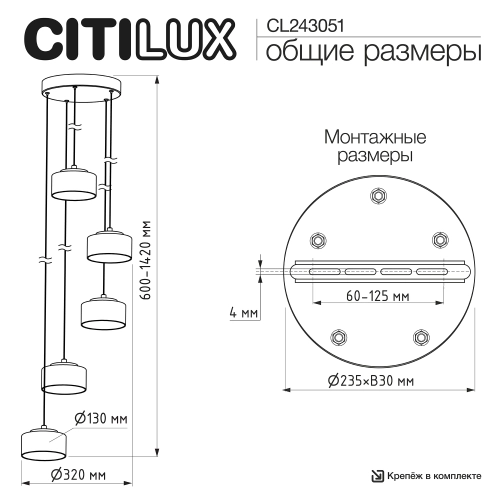 Подвесной светильник Citilux Espake CL243051