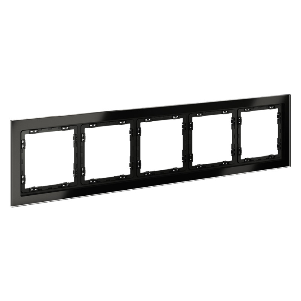 Рамка стеклянная VOLTUM S70 на 5 постов, (черный,стекло)