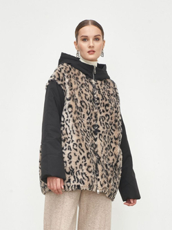 Шуба женская чебурашка тедди с капюшоном короткая, SilverFox (арт. 2204-021-7,4)