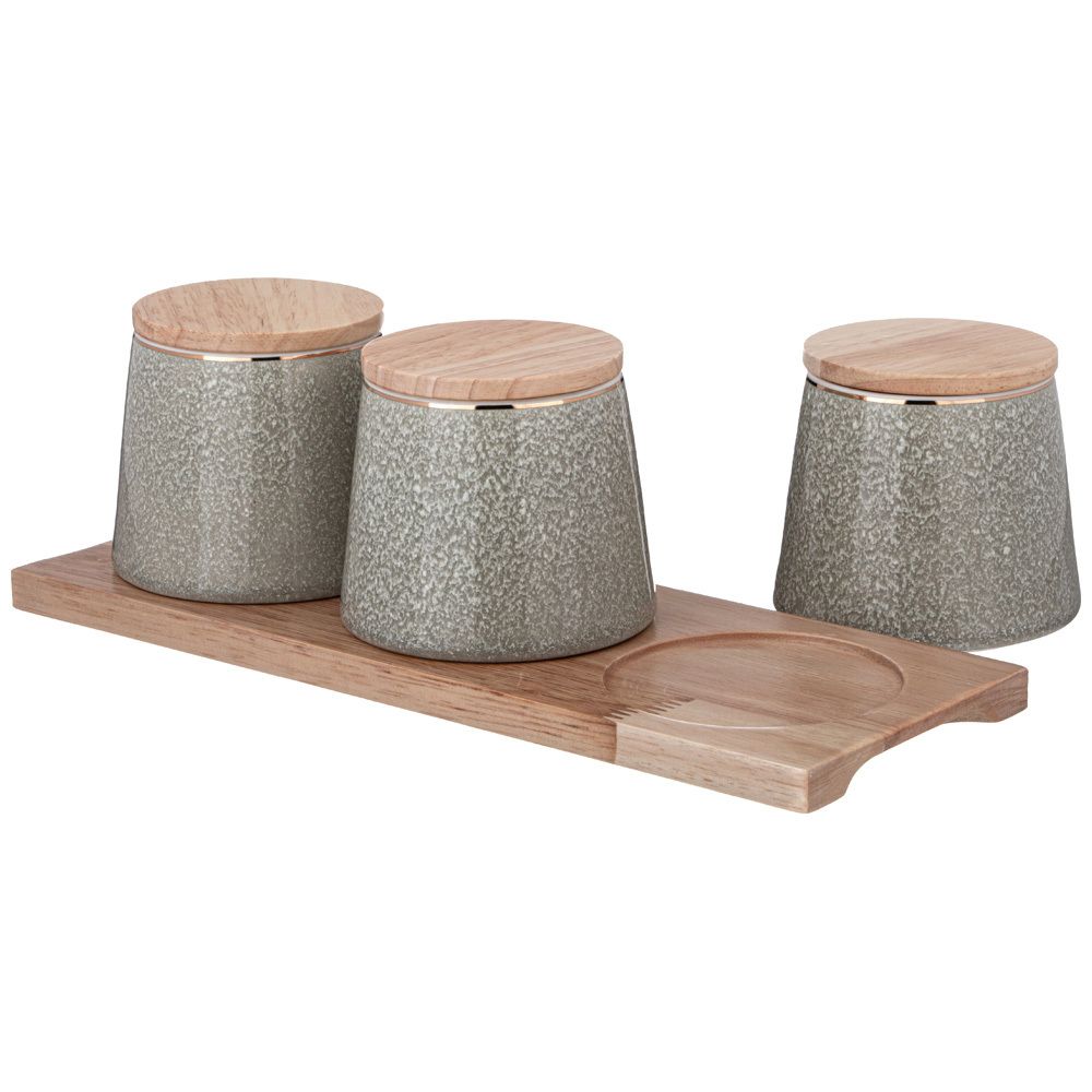 НАБОР ДЛЯ СПЕЦИЙ НА ДЕРЕВ. ПОДСТАВКЕ LEFARD "GRAIN" 4 ПР. МЯТНЫЙ (КОР=12НАБ.)