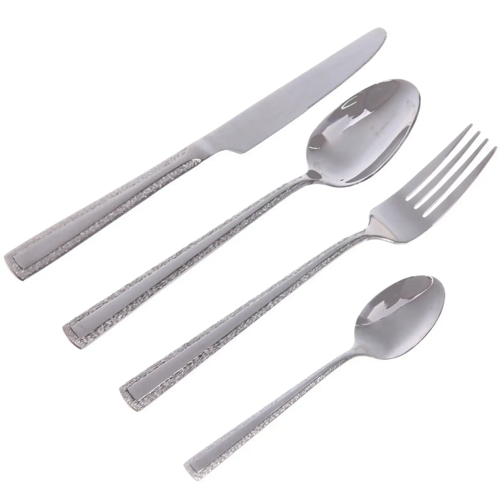 Набор столовых приборов «SANLI» 16шт (4ножа, 4вилки, 4ст.ложки, 4ч.ложки), цвет серебро, узор