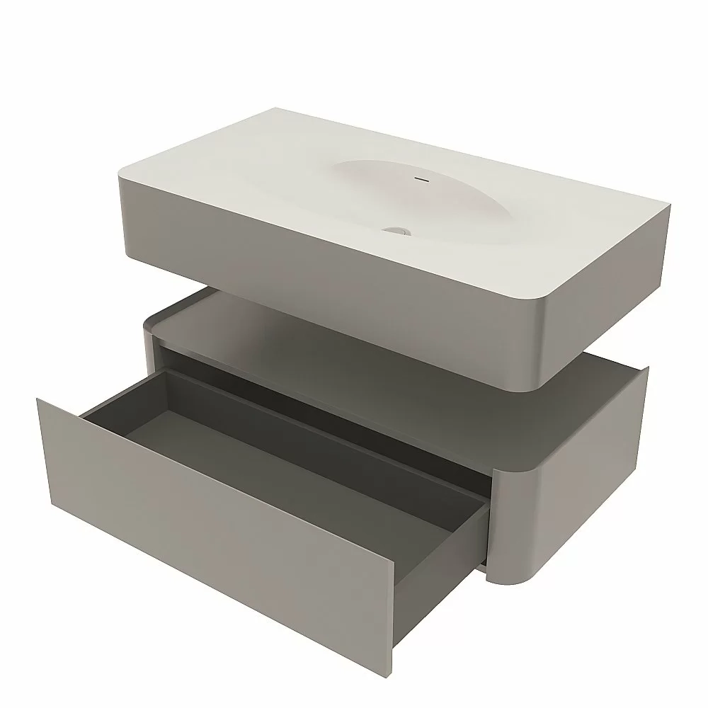 Тумба с раковиной Vincea Caprise 100 VMC-4CA100MLG/VCB-4CA100MWLG светло-серый матовый