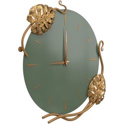 Часы настенные Monstera Deliciosa (Монстера) Колор Зеленый нефрит Амбер