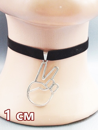 Чокер 1 см черный с подвеской Круть