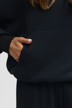 Худи свободного кроя из премиум футера черного цвета