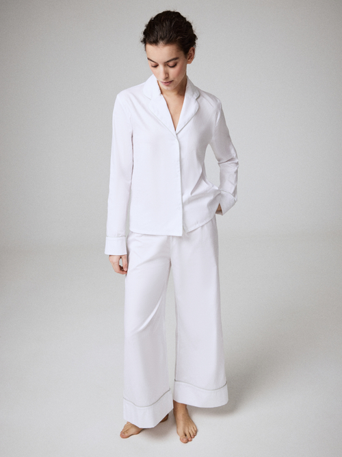 Пижама Белая 2 (рубашка с коротким рукавом + брюки)