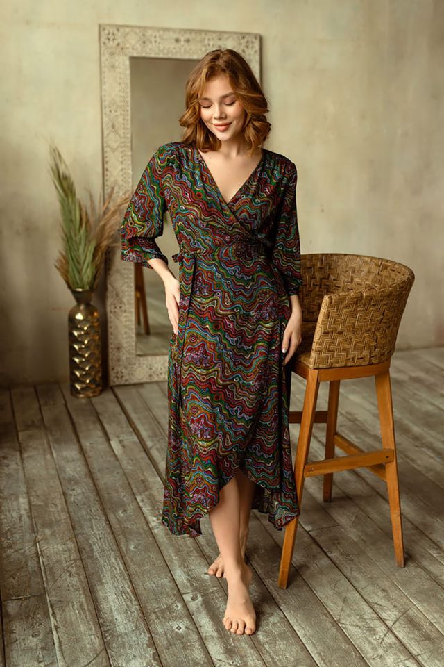 Платье из яркой принтованной вискозы Reina