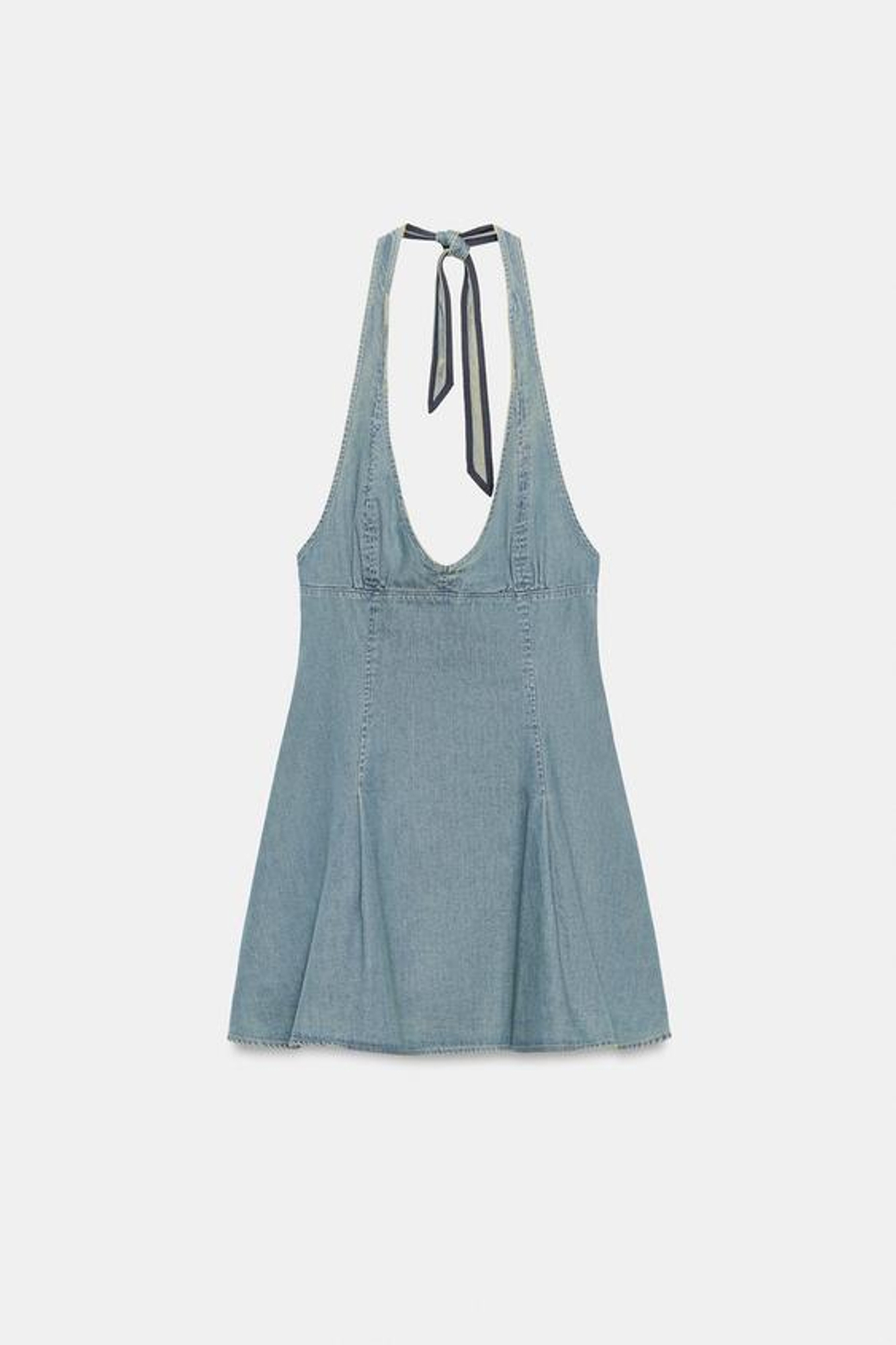ZARA МИНИ-ПЛАТЬЕ ХАЛТЕР, СИНИЙ
