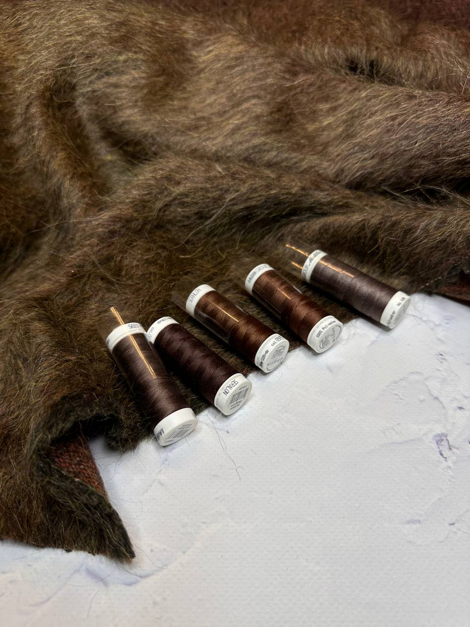 Пальтовая ворсовая меланжевая шерсть с сури альпакой (Bottega Veneta, 70%сури альпака/30%шерсть, Темный мускат, 152, 349 гр/м2)