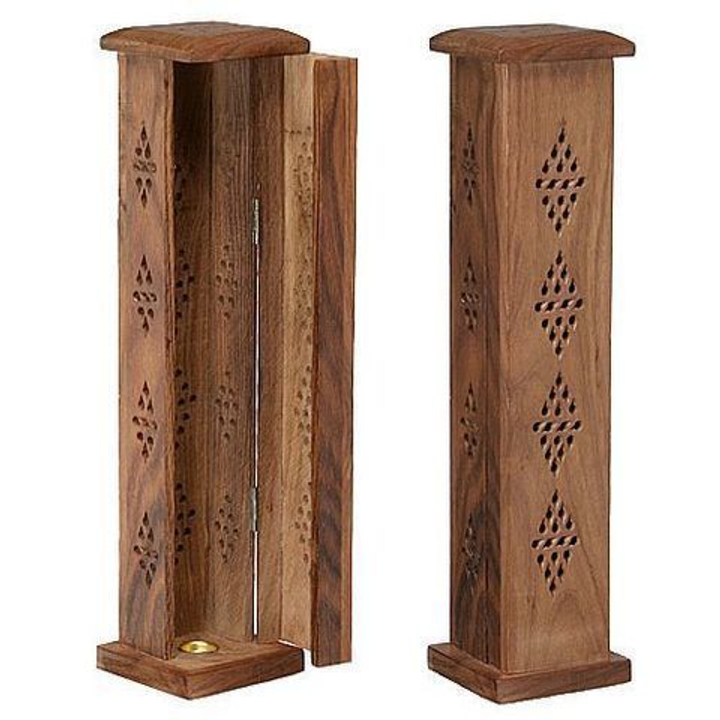 Подставка под благовония Башня Будда, бок.дверца, дерево Шишам, 30 см