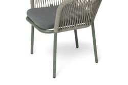 "Марсель" стул плетеный из роупа, каркас алюминий серый (RAL7022) муар, роуп серый меланж круглый tex, ткань темно-серая 027